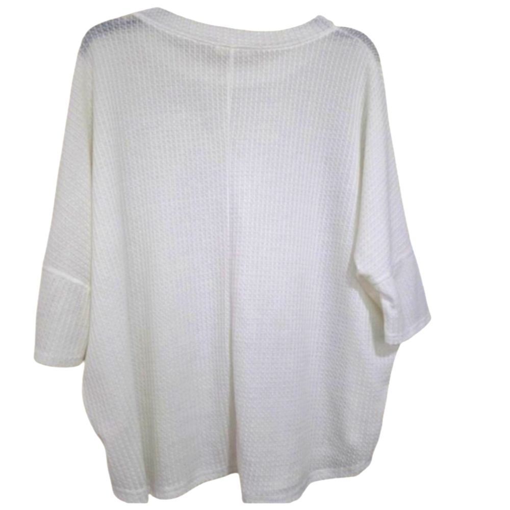 Ribbed Short Batwing Sleeve Blouse Large